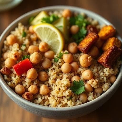 Lemon‑Tahini Quinoa Power Bowl with Roasted Veggies & Chickpeas
