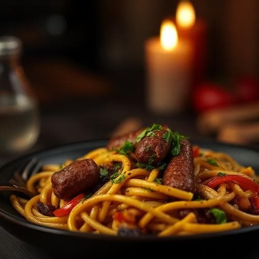 Calabrian Sausage Pasta with Roasted Vegetables