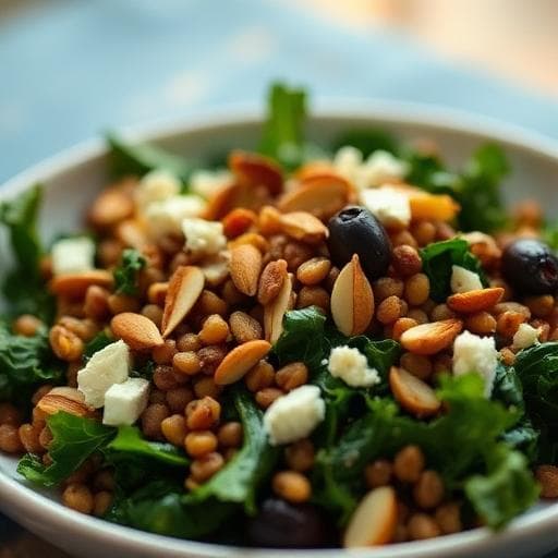 High‑Protein Lentil & Kale Salad with Lime‑Marinated Artichokes