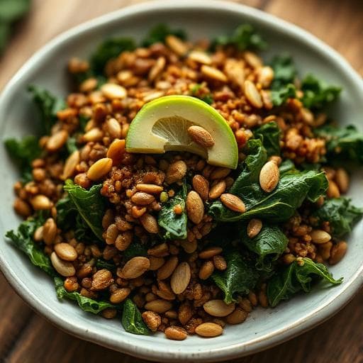 Lime‑Infused Warm Lentil & Kale Salad with Quinoa & Pumpkin Seeds