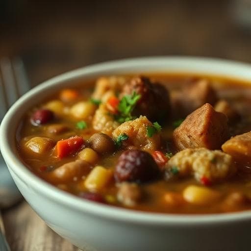 Gluten-Free, Dairy-Free Chicken Sausage, Bean & Quinoa Stew
