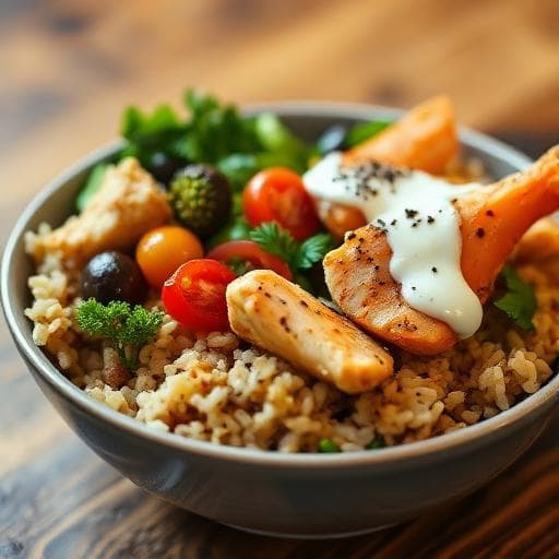 High-Protein Chicken, Veggie & Brown Rice Power Bowl