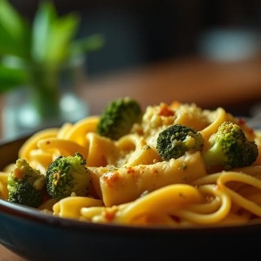 High-Protein Cheesy Broccoli Pasta Bake for Two