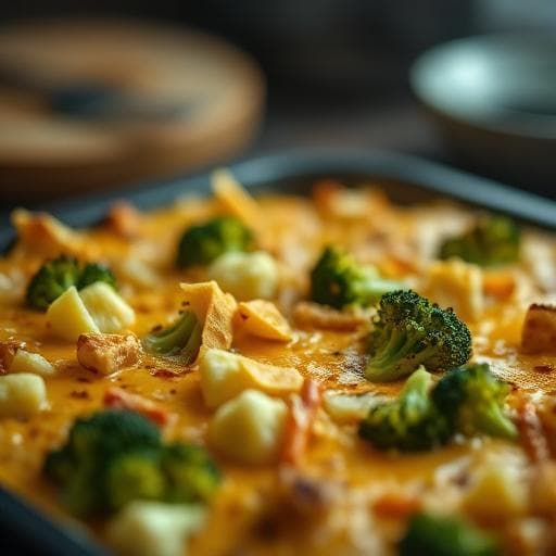 High‑Protein Cauliflower & Broccoli Cheese Bake